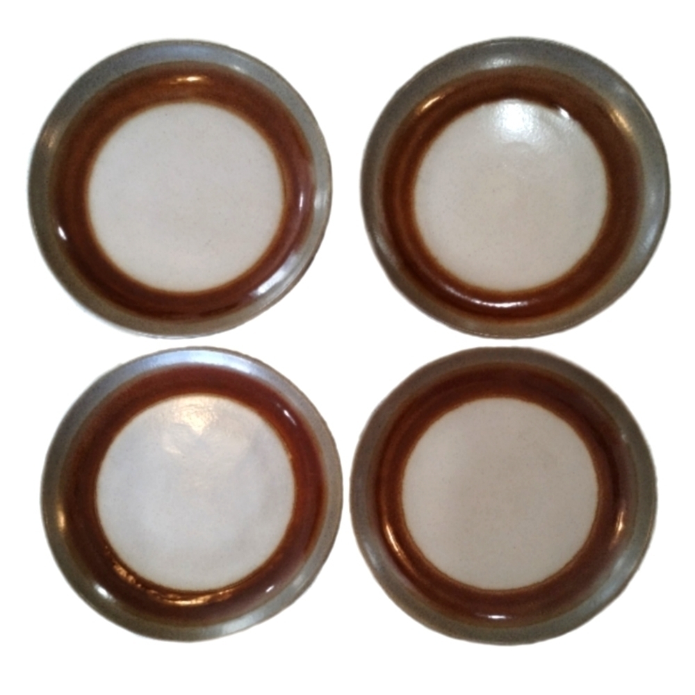 Vintage Beauce Pottery Yukon Dinner Plates Set of 4 Brown Tan Canada